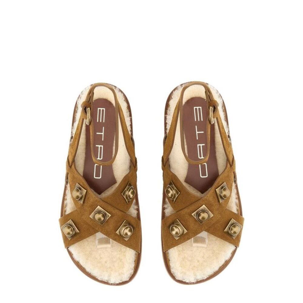 ETRO Embellished Suede Sandals Women Beige